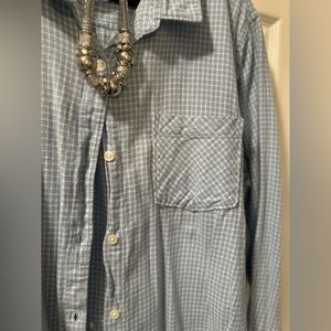 Old Navy light blue tunic length button up shirt